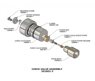 Check Valve Assembly, 60K (H2O JET Upgrade - Two Piece Poppet) Check Valve Assembly, 60K (H2O JET Upgrade - Two Piece Poppet)